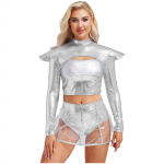 Naiste Halloweeni tulnuka kost&uuml;&uuml;m v&auml;ljal&otilde;igetega crop-top l&auml;bipaistev seelik kosmoseklubir&otilde;ivad S h&otilde;be