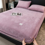 2026 Soe Pehme Kristallveluurist Voodilina Pestav Libisemiskindel Madratsikate King Queen Suurus &Uuml;hev&auml;rviline Paks Tepitud Madratsikaitse Voodipesu Bed sheet (120x200x25cm) helelilla v&auml;rv