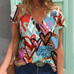 V&auml;rviline s&uuml;da 3D-prindiga T-s&auml;rk Naiste Retro l&uuml;hikeste varrukatega V-kaelusega T-s&auml;rgid Y2k Top Harajuku T&auml;navar&otilde;ivad Suurem&otilde;&otilde;dulised T-s&auml;rgid T&uuml;drukute riided S