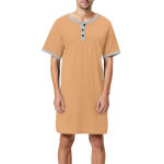 Meeste &uuml;hev&auml;rviline puuvillane l&uuml;hikeste varrukatega pidžaama n&ouml;&ouml;bitava kraega pikk l&otilde;dva l&otilde;ikega pidžaama koduriietus M oranž