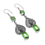 Green Amethyst Gemstone Handmade Drop Dangle Jewelry Earrings 2.50 w6m59