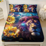 Metsloom Tiiger ja L&otilde;vi Voodilina Super King Suurus, 1 Padjap&uuml;&uuml;riga, Voodilinad Magamistoa Sisustus Kingitus, 30 cm S&uuml;gav Tasku 90x200cm Deep 30cm