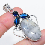 Natural Tree Agate, Topaz 925 Sterling Silver Jewelry Pendant 2.32 e8o46