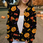 Naiste mood tr&uuml;kitud pikkade varrukatega kootud kardiganist n&ouml;&ouml;biga sulejope L