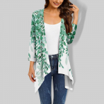 Naiste mustriga ebaregulaarne kolmeveerandvarrukatega kardigan taskujakiga M