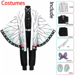 Ysir Anime Deemonitapja Kimetsu No Yaiba Kochou Shinobu Cosplay Kost&uuml;&uuml;m Parukakomplekt Kimono &uuml;htne Halloweeni Anime kost&uuml;&uuml;mid t&auml;iskasvanud lapsele 130