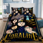 C-coraline voodipesukomplekt koomiksimustriga tekikott komplekt kahekohaline queen king suurus t&auml;iskomplekt tekikott padjap&uuml;&uuml;r poistele t&uuml;drukutele p&uuml;hadekingitus 135x200cm