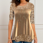 Naiste moe vabaaja kevadise s&uuml;gislillemustriga pikkade varrukatega O-kaelusega pluusid ja s&auml;rgid S