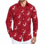 Meeste j&otilde;ulus&auml;rk j&otilde;ulutr&uuml;kiga pikkade varrukatega n&ouml;&ouml;pkinnitusega s&auml;rk XXL punane