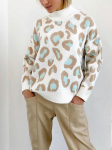 Talvine naiste kampsun Leopardprint Basic valge kilpkonnaga Oversize džemper Vintage soojad kootud kampsunid naistele L