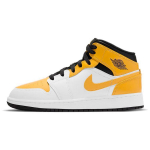 Air Jordan 1 Mid GS University Gold Laste tossud Valge Must 554725-170 35.5