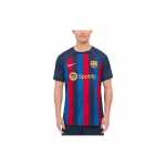 Nike Barcelona 22/23 Hooaeg Koduv&auml;ljaku M&auml;ngija Versioon Logo Prindiga Triibuline Lapitehnika L&uuml;hikeste Varrukatega Jalgpallis&auml;rk Meeste Topid S&uuml;gavsinine DJ7643-452 XXL