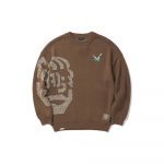 Li Ning Badfive Jiangzuo Fengliu Prindiga &Uuml;mmarguse Kaelusega Pullover Kampsun Meeste kampsun Pruun AMBR085-2 XXL