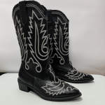 Moodsad IPPEUM L&auml;&auml;ne-Cowboy Saapad Naistele Punased P&otilde;lvini Laiade S&auml;&auml;ristega Cowgirl Saapad Tikitud Valge Terava Ninaga Paksude Kontsadega Kingad 4 (22.5CM)