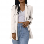 Naiste soliidne avatud esitaskud Kardigan pidulik &uuml;likond, pikkade varrukatega pluus-mantel XL valge