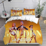 KPop D-Demon Hunters Voodipesukomplektid EL &Uuml;hekohaline Tekk Tekikott Voodikate Tekikott Padjap&uuml;&uuml;r 2-3 Osaline Komplekt Halloweeni Kost&uuml;&uuml;m EU Twin(135x200cm)