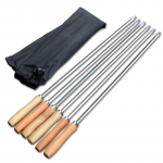 6 tk BBQ Vardaid 50cm V-kujuline Pika K&auml;epidemega &Scaron;a&scaron;l&otilde;kk Grillvarras Puidust BBQ Kahvel Roostevaba Teras V&auml;ljas Grill N&otilde;el