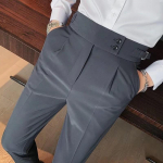 L&auml;&auml;ne p&uuml;ksid meeste Korea versioon Slim Fit kitsa s&auml;&auml;rega p&uuml;ksid Retro k&otilde;rge v&ouml;&ouml;kohaga &auml;ri &uuml;hev&auml;rvilised sirge s&auml;&auml;rega vabaaja p&uuml;ksid 36 must