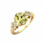 8X6MM Ovaalne Sidrunikvartsi Kivi 925 Sterling H&otilde;be Kullatud Solitaire Halo Naiste Pulmatunnistuss&otilde;rmus 7