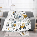Multikakujulised veoautod Ekskavaatorid Tekid Flanellist Kaunistus Ekskavaatorid Kraanad Varustus Pehmed Visketekid Voodi Diivani Voodipesu jaoks Visketekid 30x40in gray
