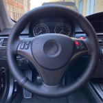 Roolikate BMW E90 320i 325i 330i 335i E87 120i 130i 120d jaoks Nahast Punutud Kate Roolile Auto Black -line gray