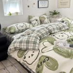 V&auml;ikesed taksid T&auml;htedega Prinditud Voodipesu Komplekt Karu Mustriga Tekikott Padjap&uuml;&uuml;r Pehme Voodilina Kingitus Kodu jaoks 150x200cm/180x220cm Cover 150x200cm 4pcs