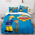 Multikas Tulet&otilde;rjuja Sam M&auml;nguasjad Voodipesu Komplekt Tekikott Voodikomplekt Tekikate Padjap&uuml;&uuml;r Tekk Kuningas Kuninganna Suurus Poiste T&auml;iskasvanute Voodipesu Komplekt 90x190cm(35x74inch)