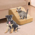 Dog Ramp for Easy Access to Bed And Sofa with Gentle Incline Khaki 2 Step