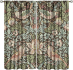 William Morris Pimenduskardinad  Boho Kunst Talumaja Retro Linnutaim Looduslik Lillemustriga Tr&uuml;kk Aknakatted  Elutoa Katuse 100*130 Grommet Top 1pcs
