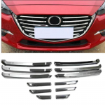 12pcs ABS Chrome Plastic Auto Front Center Grille Cover Racing Grill Trim for Mazda 3 Mazda3 M3 Axela 2017 2018 car accessories