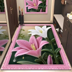 3D Liilia Kristall Samet Vaip: Libisemisvastane, imav sissep&auml;&auml;su-/esikumat 40x60cm (crystal velvet)