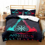 &Uuml;hepoolne tekikott M&auml;ng A-Assassin Creed Voodipesu komplekt Tr&uuml;kitud voodikomplekt padjap&uuml;&uuml;riga Voodi &Uuml;hekohaline Kahekohaline Queen Super King Suurus EU Single(135*200cm)3pcs