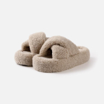 5 cm paksuse tallaga kohevad kingad, kantavad libisemiskindlad moekad ristl&otilde;ikelised sussid, talvised kodused kohevad sussid, kodused puuvillased sussid 38/39 (recommended for size 37/38 feet) gray