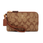 Coach Nurga T&otilde;mblukuga Kahekihiline Monogrammiga Kaetud L&otilde;uend Nahast Rahakott Mahjong Sidur Naiste Rahakotid Pruun 87591-IMS5U Basic Set (Bag+Dust Bag)