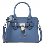 Michael Kors MK Hamilton Metalllogo Nahast Ja Kunstnahast Mini Totes &otilde;lakott Risti-keha kott Naiste kotid Denim-Sinine 35H3SHMC0L-DENIM Basic Set (Bag+Dust Bag)