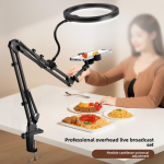 LED-striimimise t&auml;itevalgusti painduva k&auml;e ja telefonihoidikuga filmimiseks, salvestamiseks, selfide tegemiseks must