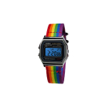 CASIO Custom Collection Kvartsmehhanismiga Nailonrihmaga K&auml;ekell Unisex Must T&auml;hik A158WA-1(Watch5--) Blue Crystal