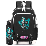2 tk/komplekt Anime Hatsune Miku tr&uuml;kitud seljakott Suure mahutavusega koolikott 750 ml veepudeliga S&uuml;learvuti &Otilde;pilane Poiss T&uuml;druk Suure mahutavusega Veekindel koolikott