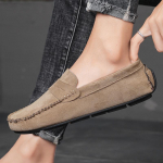 Trendikad seemisnahast meeste vabaajajalatsid Hingavad Mugavad Slip-on Meeste s&otilde;idujalatsid Moodsad Meeste laisad kingad Luksusbr&auml;ndi Loafers Moccasins 40 khaki