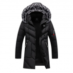 Talveparka meeste massiivne jakk paks soe mantel pikk kapuutsiga jope karusnahast krae tuulekindel polsterdatud mantel, mood meeste L