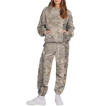 Naiste Kapuutsiga Treeningkomplekt Pikkade Varrukatega Pullover-Huppar ja Treeningp&uuml;ksid Jooksmine Spordir&otilde;ivad Kaheosaline Unisex S khaki