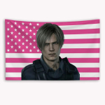 Uus Leon Kennedy Roosa Ameerika Lipuga B&auml;nner Kohandatud Tasapinnaliselt Tr&uuml;kitud Seinavaip Dekoratsioon Magamistuppa V&auml;litingimustesse Garaaži Reklaam 150x100cm(60x40in)