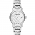 Burberry BU9037 The City Graveeritud Ruuduline Terasest Unisex K&auml;ekell 38mm h&otilde;be