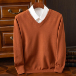 S&uuml;gis Talv Suur Suurus Kootud Kampsun Meeste Villane Soe Pullover Kampsun V-kaelus Kootud Sobivad Topid Mehelik Ka&scaron;miir Kootud Kampsunid Top Pikkade Varrukatega M pruun