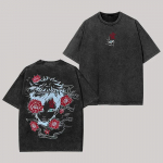 Gaara lilleline T-s&auml;rk Naruto manga T-s&auml;rk Vintage pestud &Uuml;legabariidiline Retro Anime Harajuku Streetwear Meeste graafilised riided Topp Kingitus M