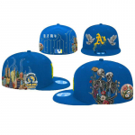 Oakland Athletics Gootilise Kunstiga Snapback M&uuml;ts, Sinine Kolju ja Linnamaastikuga Tikitud Streetwear Lame Nokaga M&uuml;ts one size