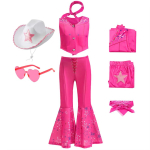 Cowgirl filmi Purim kost&uuml;&uuml;m Roosa vesttop ja laienevad p&uuml;ksid lastele Halloweeni s&uuml;nnip&auml;evapeo t&uuml;drukute karnevaliriietus 120 pink