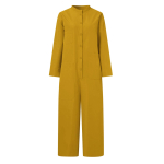 Naiste s&uuml;gisene lahtine taskutega tunked vabaaja &uuml;hev&auml;rviline p&uuml;stkrae alt laienev jumpsuit S must