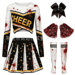 Zombi Cheerleaderi &Uuml;likond Naiste Pikkade Varrukatega Cheerleaderi Esitustopp L&uuml;hike Seelik Pom-pom Halloweeni Kooli&otilde;pilase Kost&uuml;&uuml;m M black