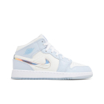 Air Jordan 1 Mid SE Laste 'Glitter Swoosh' (Unisex) Sinine toon / Summit White / Valge / J&auml;&auml;sinine Laste Korvpallijalatsid FQ9117 400 35.5 white
